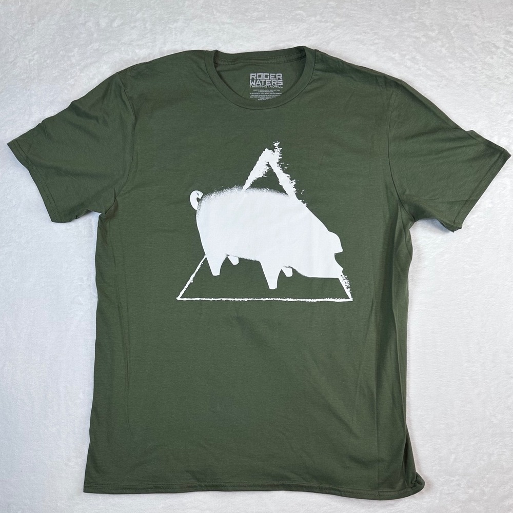 New Roger Waters This Is Not A Drill Tour T-Shirt Men Large Green Pink Floyd Pig